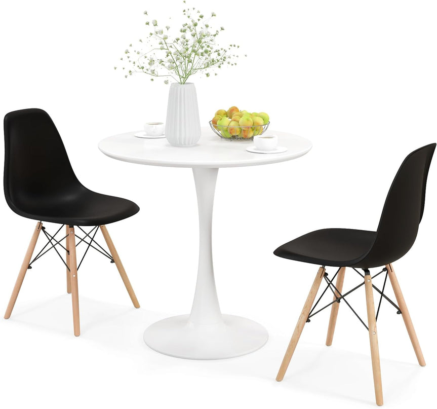 Giantex Dining Room Table Set for 2 or 4, Compact Kitchen Dining Table Set with 32" Round Table and DSW Chairs