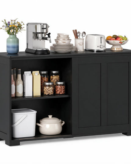 Meuble de rangement Giantex avec buffet, meuble à vin de bar à café, bahut de ferme avec porte coulissante