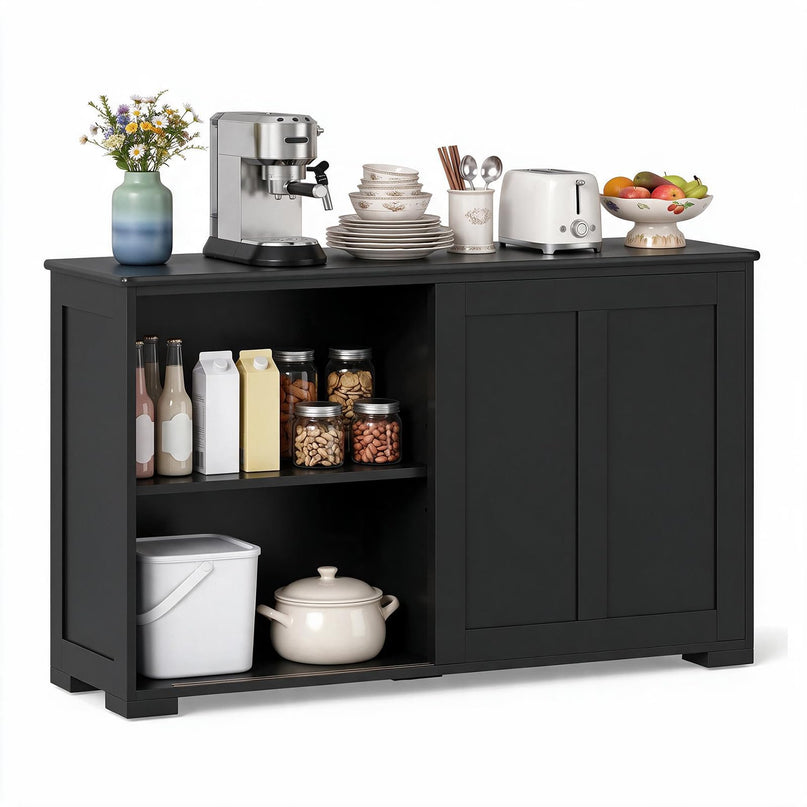 Giantex Buffet Cabinet with Storage, Coffee Bar Wine Cabinet, Farmhouse Sideboard w/Sliding Door