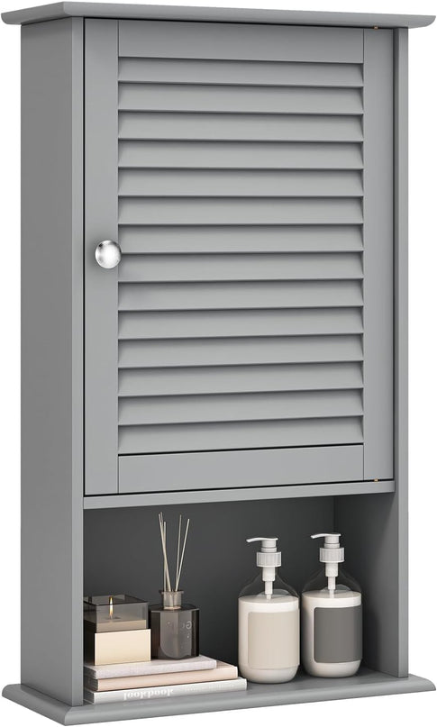 Giantex Bathroom Wall Mount Cabinet - Over The Toilet Storage Organizer with Single Door and Adjustable Shel