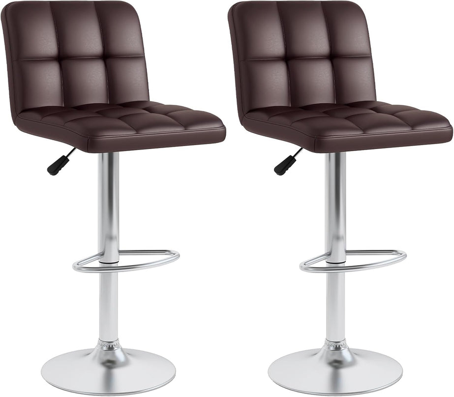 Giantex Swivel Bar Stools Set of 2/4, Upholstered Counter Height Bar Chairs with Back