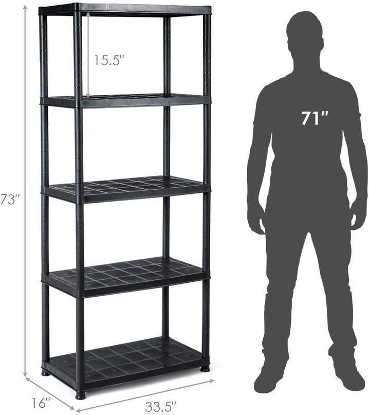 2 Pieces 5-Tier Ventilated Shelving Storage Rack - Giantexus