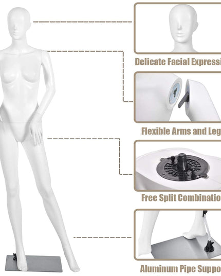 Female Mannequin Dress Form Display Manikin Torso????o?5.8 FT, White - Giantexus