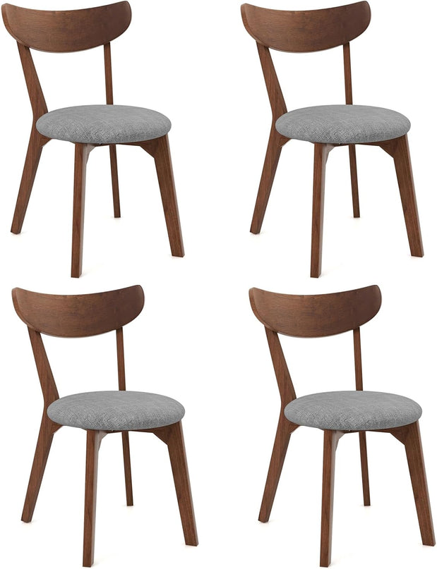 Giantex Mid-Century Dining Side Chairs with Curved Back and Cushioned Seat