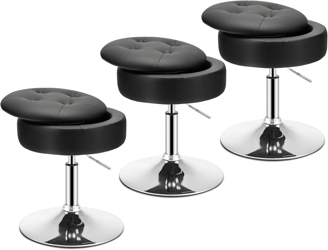 Giantex Adjustable Swivel Vanity Stool - 360° Swivel 20’’-26’’ Height Adjustable Tufted Round Storage Ottoman