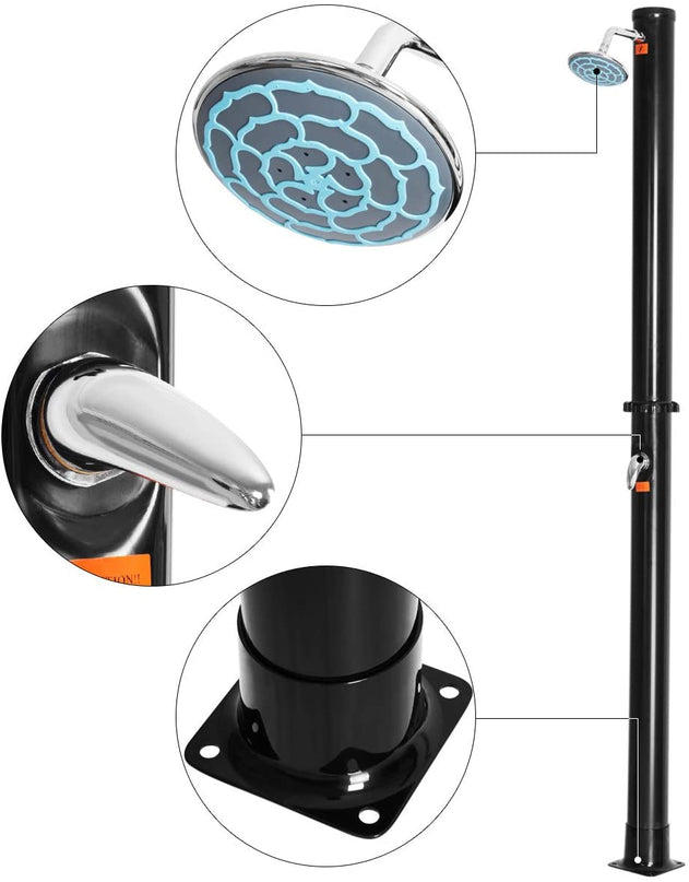 7.2Ft 2-Section Solar Heated Shower with Shower Head - Giantexus