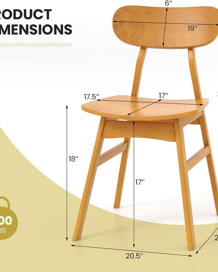 Giantex Wooden Dining Chairs Set of 2/4, Farmhouse Kitchen Chairs with Curved Backrest & Seat