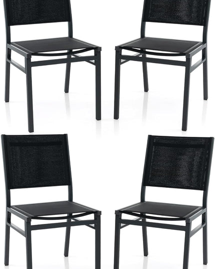 Giantex Outdoor Patio Dining Chair, Armless Dining Chair with Breathable Fabric Seat & Backrest