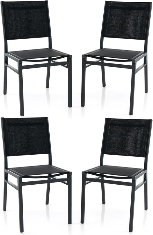 Giantex Outdoor Patio Dining Chair, Armless Dining Chair with Breathable Fabric Seat & Backrest