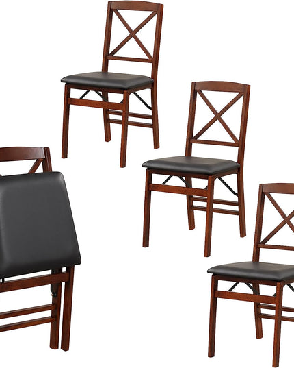 Giantex Folding Dining Chairs Set of 2, Foldable Wood Kitchen Chairs with Padded Seat