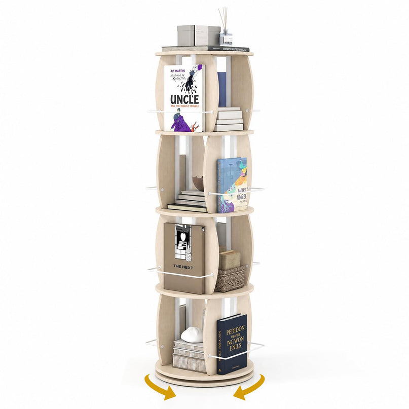 GIANTEX 2/4-Tier 360° Rotating Round Bookshelf Tower
