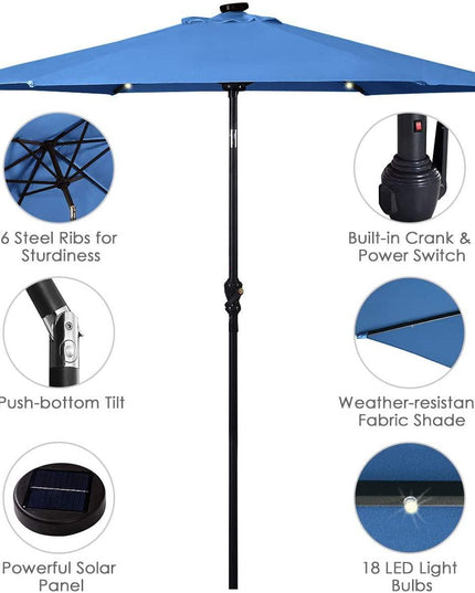9ft Market Patio Umbrella w/Solar Lights - Giantexus