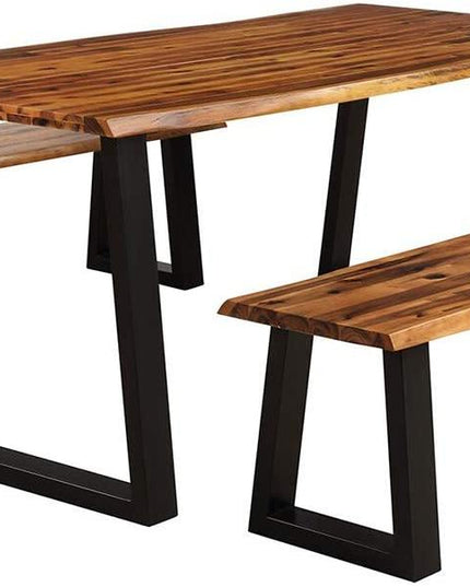 3PCS Wooden Dining Set Bench Chair Rustic Indoor &Outdoor Furniture - Giantexus