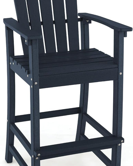 Giantex Outdoor HDPE Bar Stool, Tall Adirondack Chair with Armrests and Footrest, 30 Inches Counter Height Bar Stool