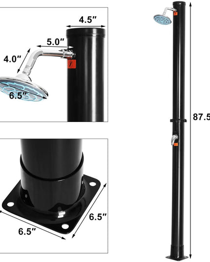 7.2Ft 2-Section Solar Heated Shower with Shower Head - Giantexus