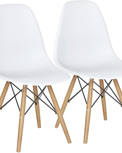 Pre Assembled Mid Century Modern Dining Chairs Set of 2, White - Giantexus