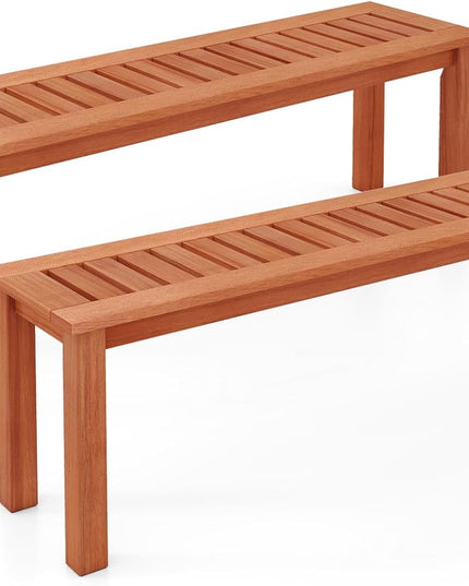 Giantex 47" Outdoor Bench with Slatted Seat 705Lbs Capacity Solid Wood Frame