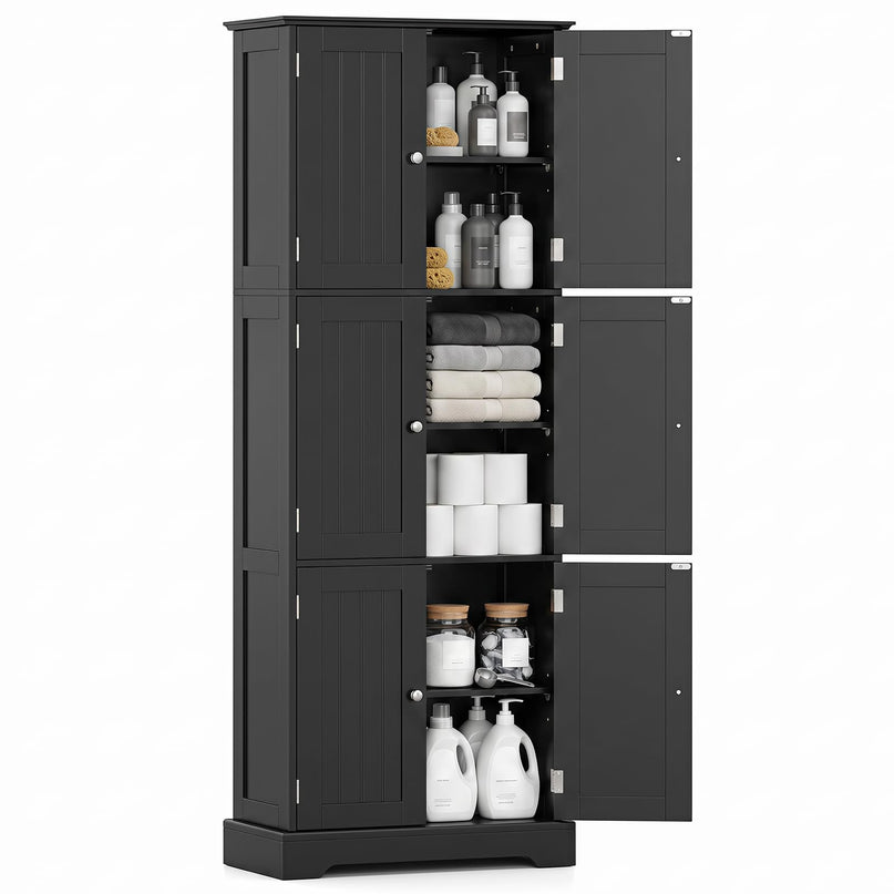 GIANTEX 63" Tall Bathroom Storage Cabinet with 6 Doors