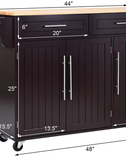 Giantex Kitchen Island Cart , 2 Drawers, 3 Door Cabinet