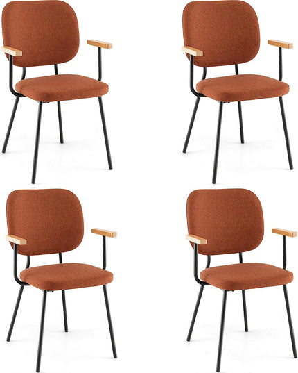 Modern Fabric Dining Chair Set of 2, Padded Armchairs with Linen Fabric