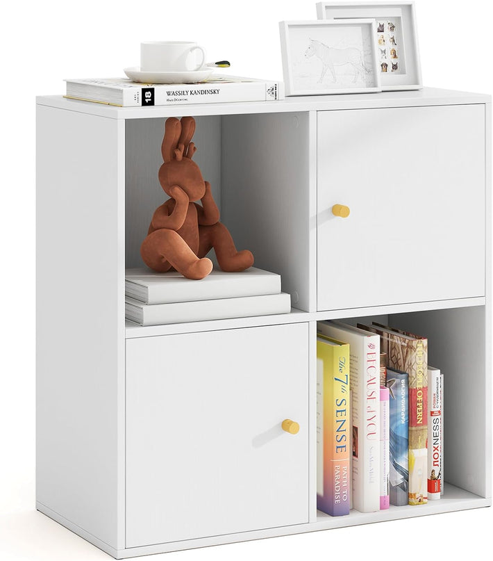 Giantex 4 Cube Bookcase, 2-Tier Freestanding Book Shelf with Open Compartments