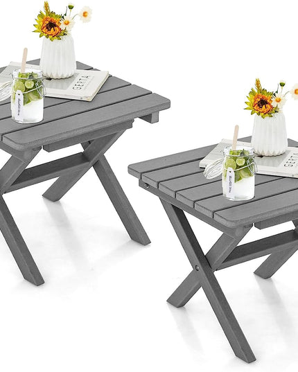 Giantex Outdoor Folding Side Table - Foldable Weather-Resistant HDPE Adirondack Table