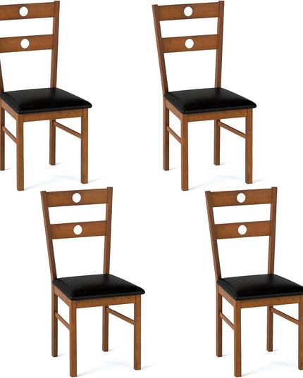 Lot de chaises de salle à manger Giantex en bois avec dossier ajouré, cadre en bois d'hévéa et assise rembourrée
