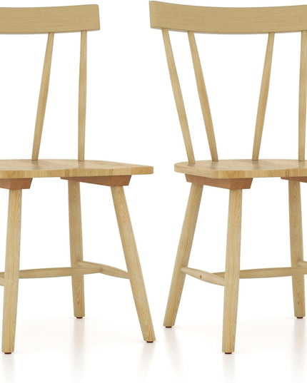 Giantex Windsor Chairs, Armless Dining Chairs with Solid Rubber Wood Frame