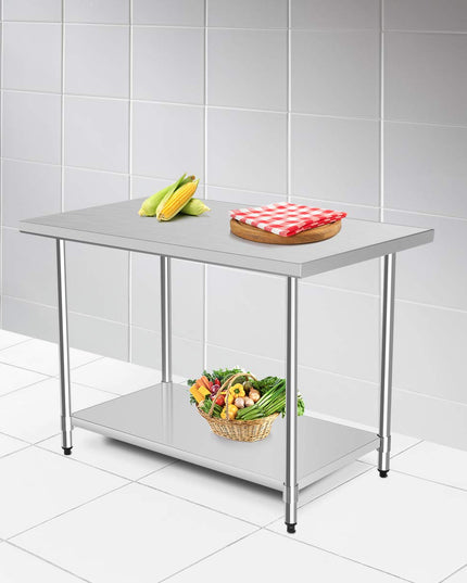 Giantex Stainless Steel Work Table with Shelf Commercial Kitchen Food Prep Table - Giantexus