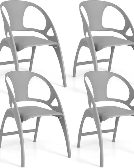 Giantex Folding Dining Chairs Set of 2/4, Outdoor Plastic Dining Chairs with Armrest and High Backrest