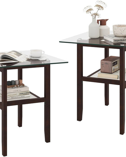 Giantex Small Coffee Table 24" Glass End Table