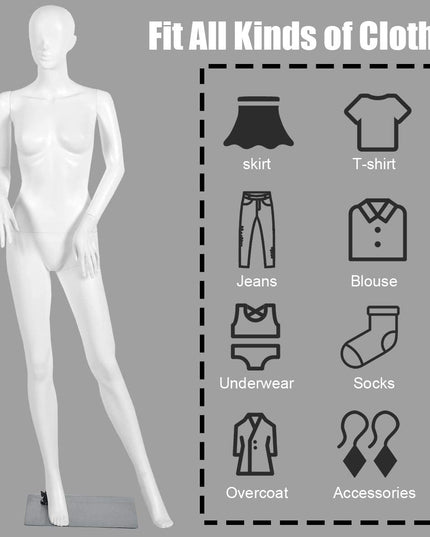Female Mannequin Dress Form Display Manikin Torso????o?5.8 FT, White - Giantexus