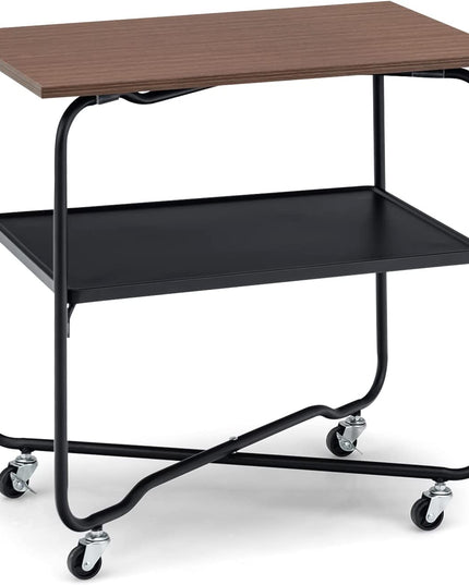 End Table on Wheels, 2-Tier Rolling Storage Cart - Giantex