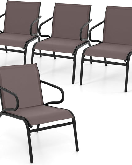 Giantex All Weather Patio Chairs with Ergonomic Backrests & Armrests