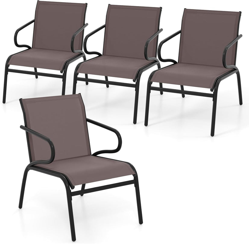 Giantex All Weather Patio Chairs with Ergonomic Backrests & Armrests