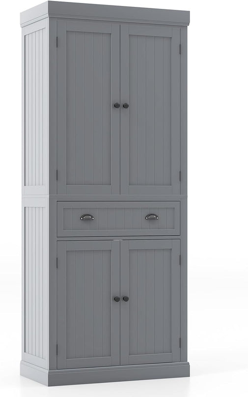 Giantex Pantry Organizers and Storage, 72" Tall Kitchen Cabinet with 2-Door Cabinets & Drawer, Buffet Sideboard