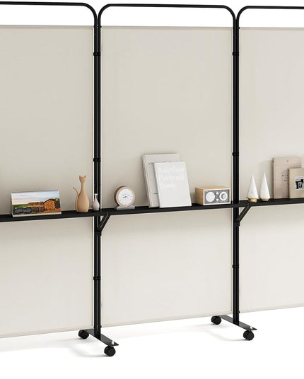 Giantex 3 Panel Room Divider with Wheels and Shelves  for Home Office Studio