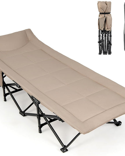 Giantex Folding Camping Cot for Adults - Sleeping Cot Bed with Carry Bag, Cushion & Headrest, 10 Foots