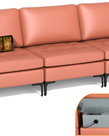 Giantex 97" Sectional Sofa Couch, 3-Seater Modular Sleeper with USB Ports