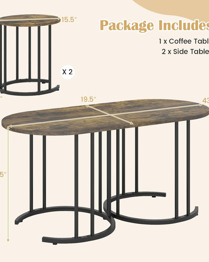 Giantex Nesting Coffee Table Set of 3
