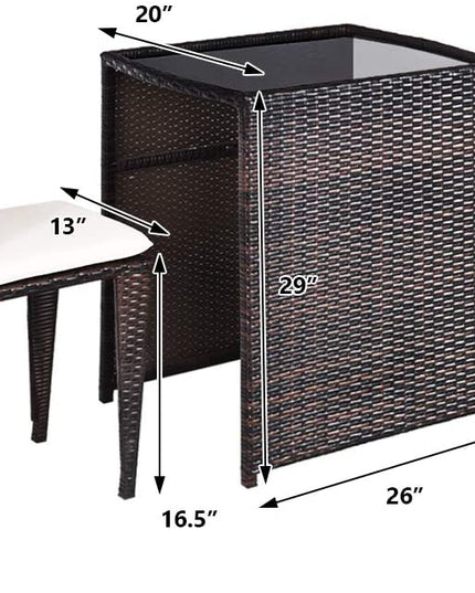 Giantex 3 PCS Cushioned Outdoor Wicker Patio Set Convention Bistro Set Garden Lawn Sofa Furniture (Light Brown)