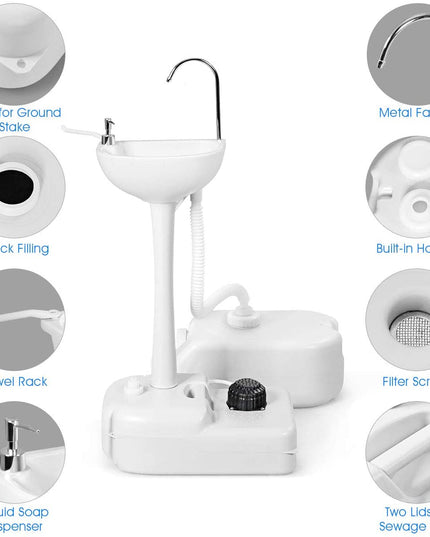 Hand Washing Station Portable Hand Sink W/Wheels
