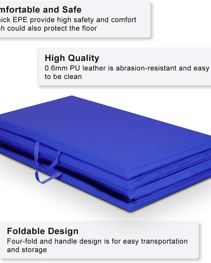 4'x8'x2 Gymnastics Mat, Folding Anti-Tear Gymnastics Panel Mats for Fitness - Giantexus