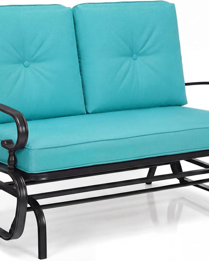 Giantex Outdoor Glider Bench, Patio 2 Person Loveseat with Removable Cushion