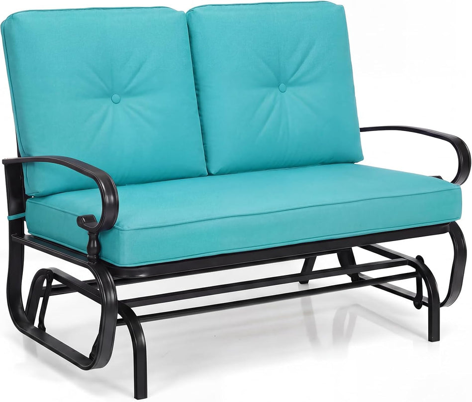 Giantex Outdoor Glider Bench, Patio 2 Person Loveseat with Removable Cushion