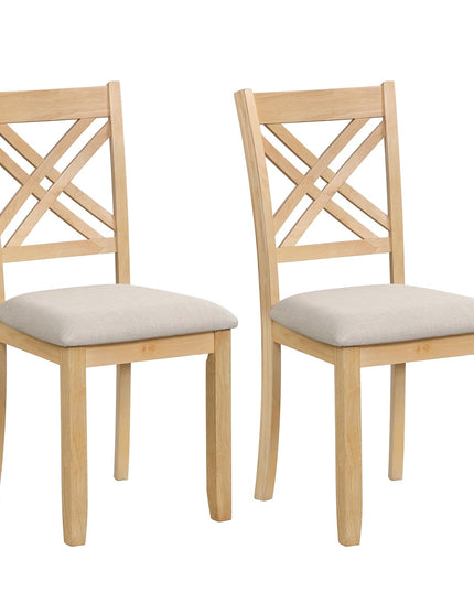 GIANTEX Farmhouse X-Back Upholstered Wood Dining Chairs Set of 2/4