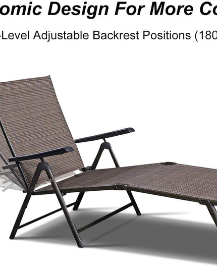 Set of 2 Chaise Lounge Chair with 5 Adjustable Reclining Positions