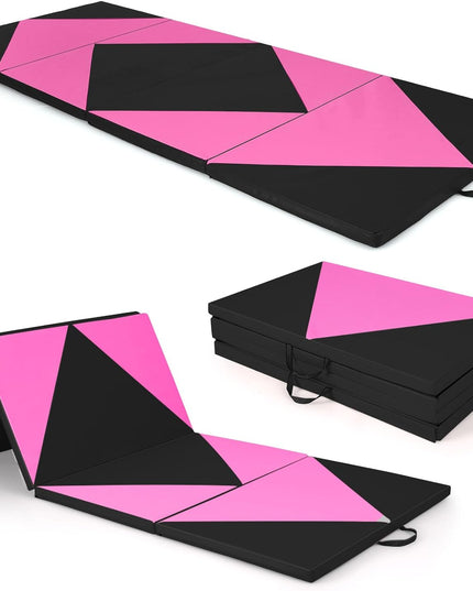 Giantex 4'x10' Gymnastics Mat, 2" Thick Folding Tumbling Mat with Carrying Handles