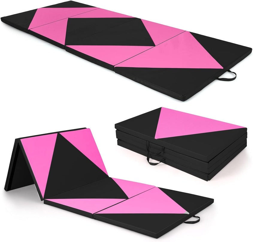 Giantex 4'x10' Gymnastics Mat, 2" Thick Folding Tumbling Mat with Carrying Handles