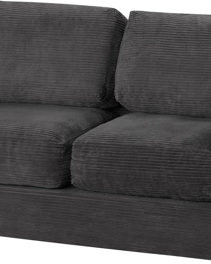 Giantex 2-Seater Floor Couch | Loveseat Foam Sofa with Removable Corduroy Cover